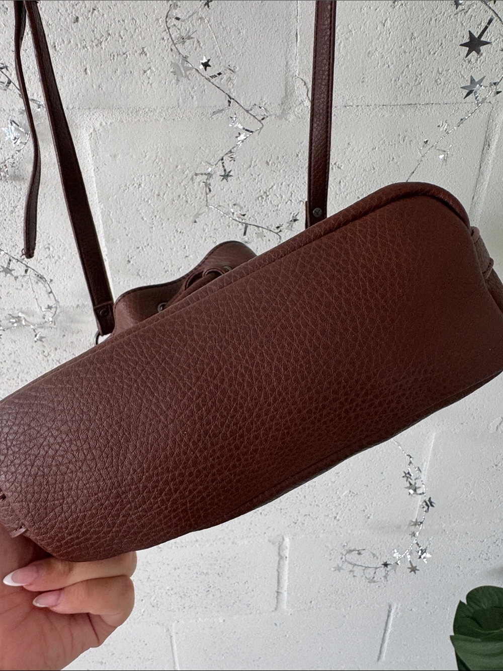 Boho Leather Bucket Bag - Dark Brown Tassel Crossbody - Picture 6 of 8